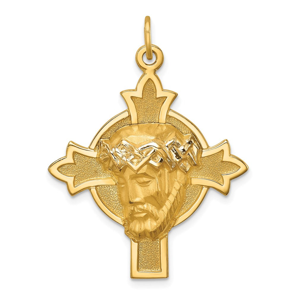 14K Gelbgold 14K Hohl Poliert/satin Mittel Jesus Medaille Kreuz