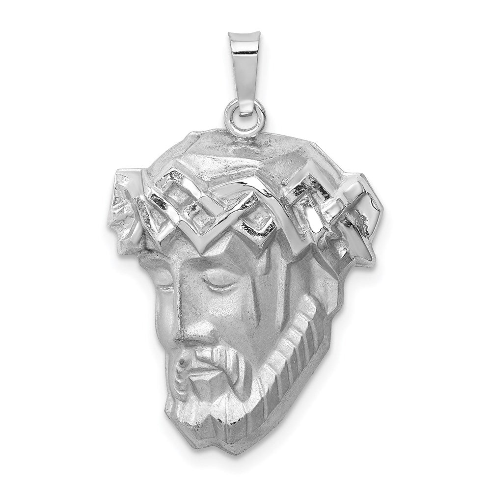 14K Weißgold 14K Weißgold Hohl Poliert/satin Mittel Jesus Medaille