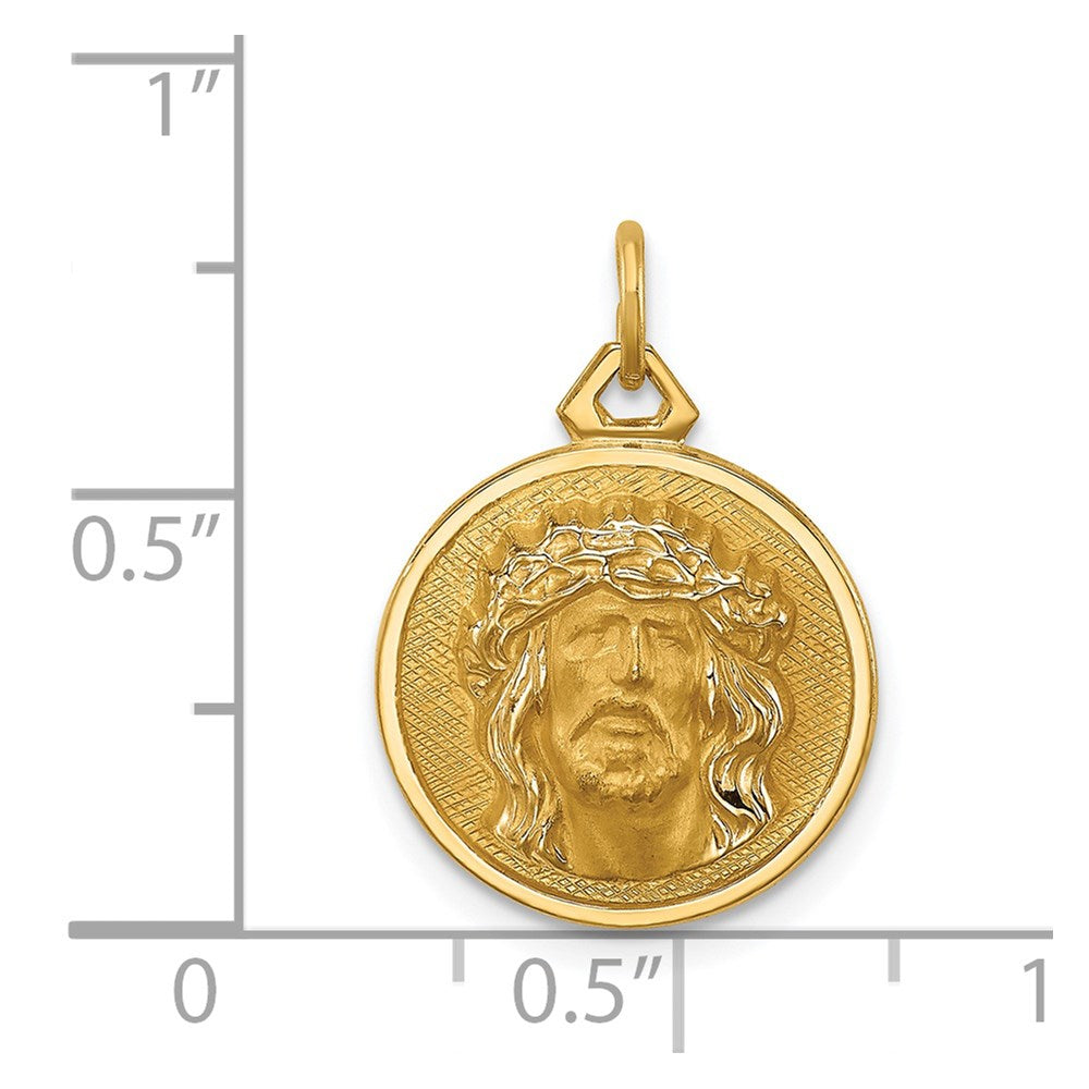 14K Gelbgold Poliert/satin Klein Rund Jesus Medaille