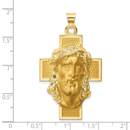 14K Gelbgold 14K Hohl Poliert/satin Jesus Kreuz Medaille