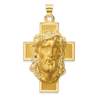 14K Gelbgold 14K Hohl Poliert/satin Jesus Kreuz Medaille