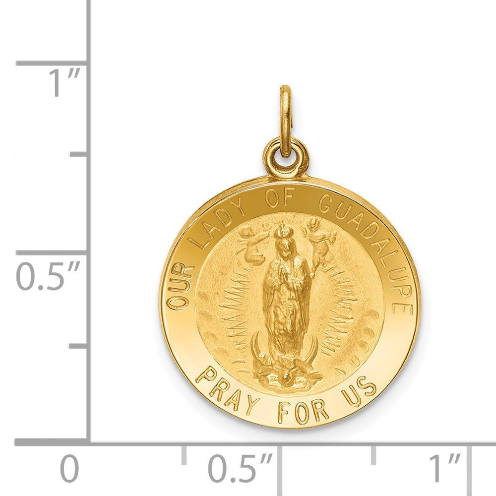 14K Gelbgold Massiv Poliert/satin Rund Our Damen Of Guadalupe Medaille