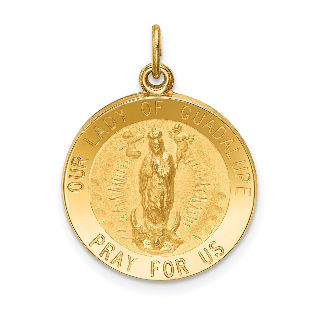 14K Gelbgold Massiv Poliert/satin Rund Our Damen Of Guadalupe Medaille