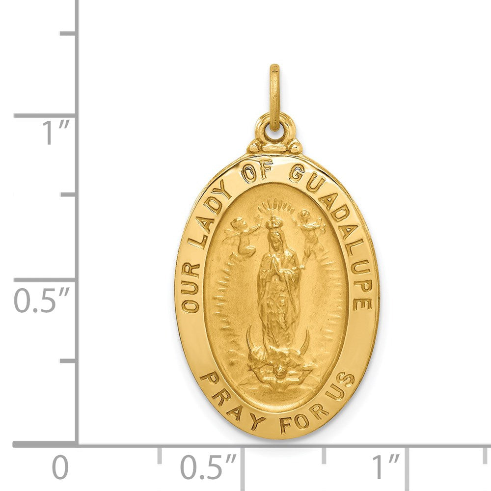 14K Gelbgold Massiv Poliert/satin Oval Our Damen Of Guadalupe Medaille