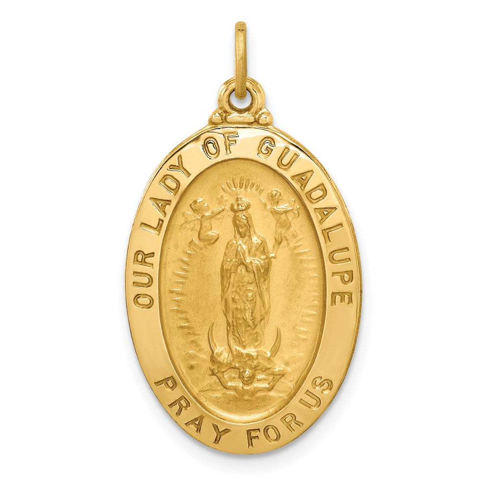 14K Gelbgold Massiv Poliert/satin Oval Our Damen Of Guadalupe Medaille