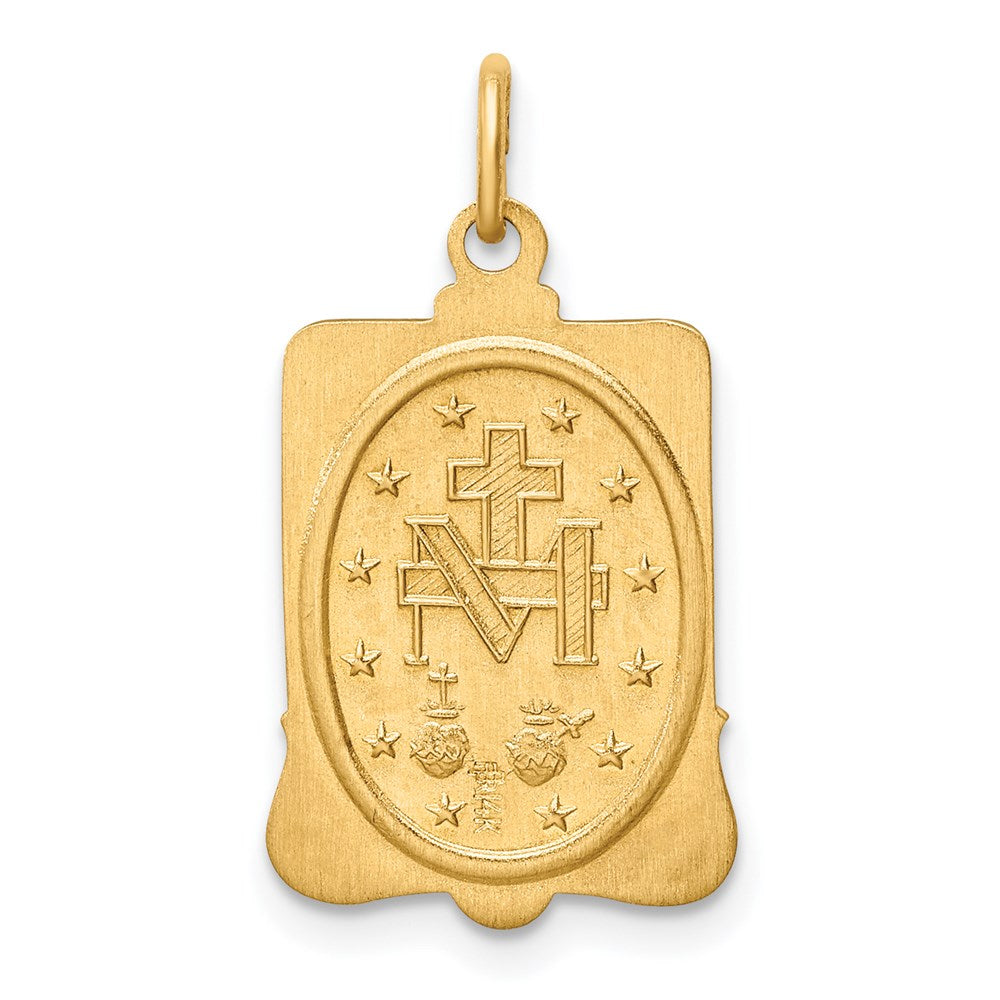 14K Gelbgold Massiv Poliert/satin Rechteck Framed Wundertätig Medaille