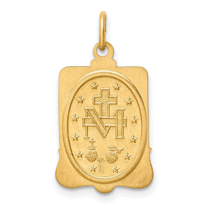 14K Gelbgold Massiv Poliert/satin Rechteck Framed Wundertätig Medaille