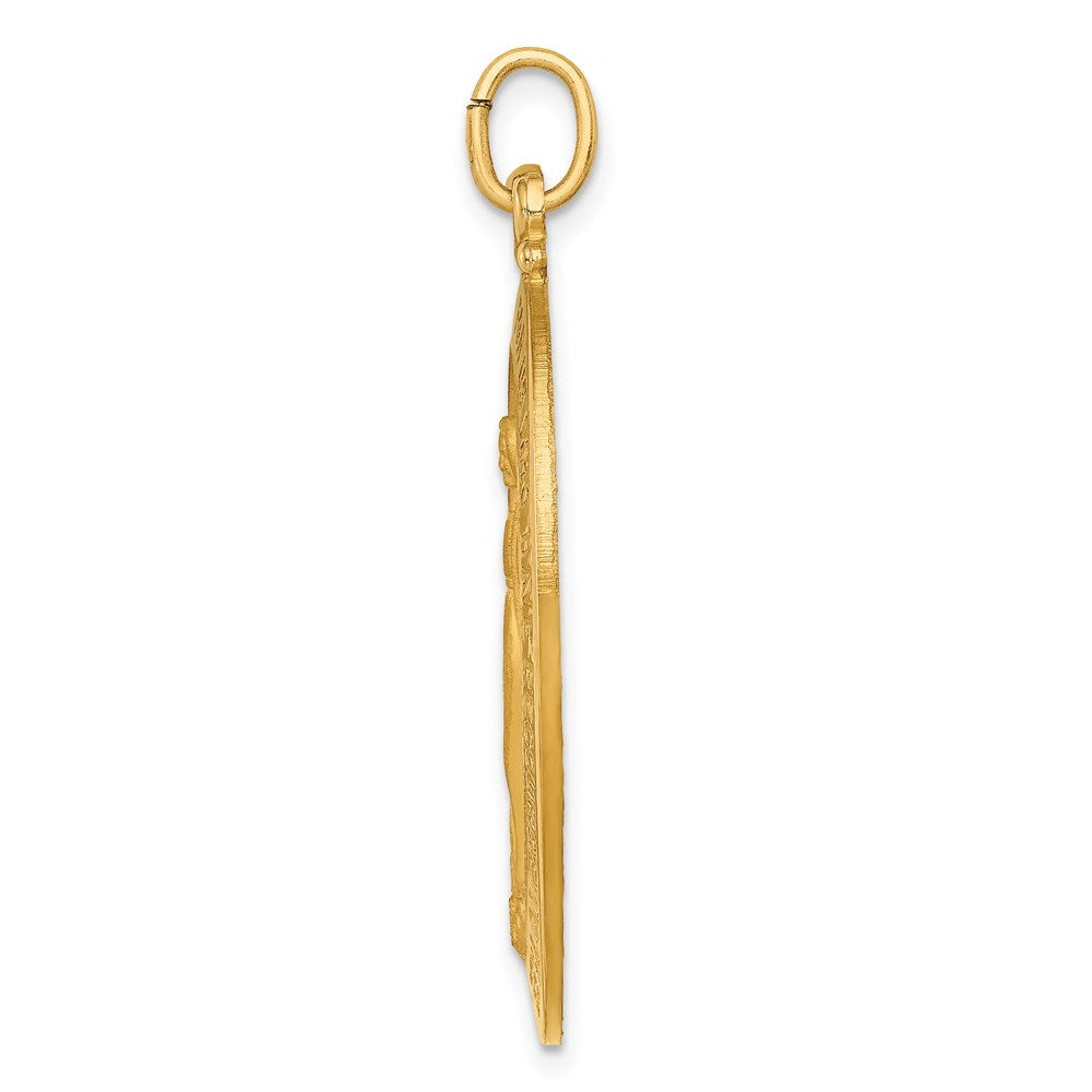 14K Gelbgold Massiv Poliert/satin Groß Oval Wundertätig Medaille