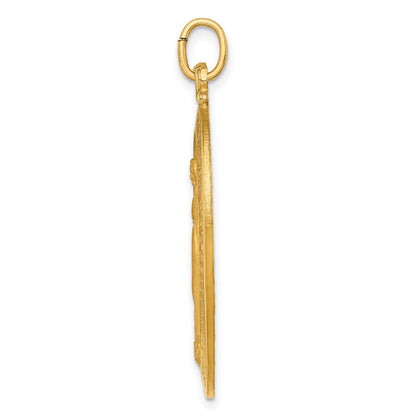 14K Gelbgold Massiv Poliert/satin Groß Oval Wundertätig Medaille