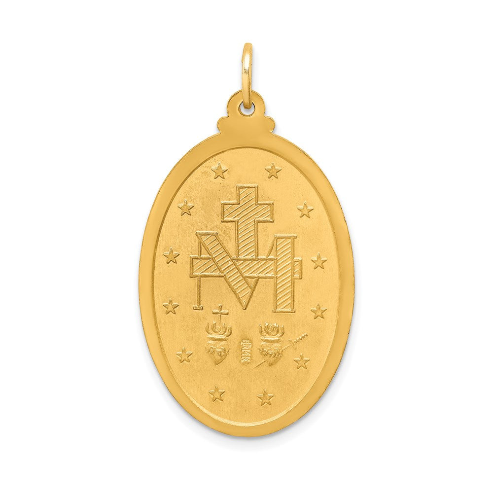 14K Gelbgold Massiv Poliert/satin Groß Oval Wundertätig Medaille