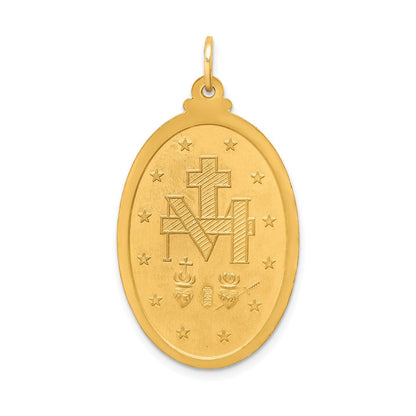 14K Gelbgold Massiv Poliert/satin Groß Oval Wundertätig Medaille