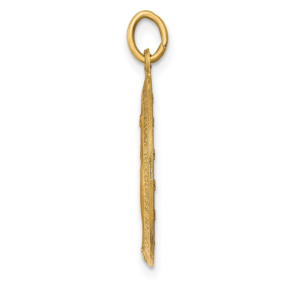 14K Gelbgold Massiv Poliert und Satiniert Oval Wundertätig Medaille