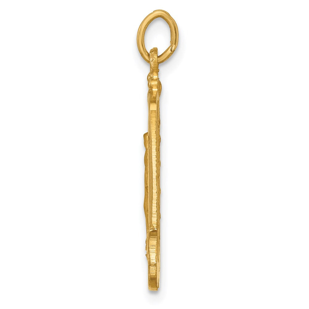 14K Gelbgold Massiv Poliert/satin Groß Rechteck Framed Wundertätig Medaille