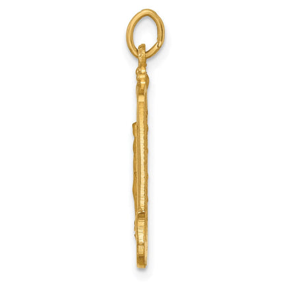 14K Gelbgold Massiv Poliert/satin Groß Rechteck Framed Wundertätig Medaille