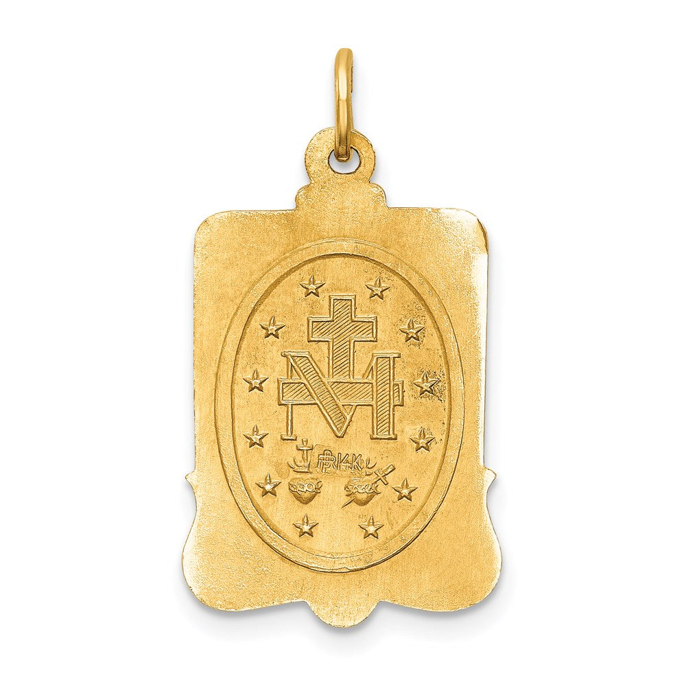 14K Gelbgold Massiv Poliert/satin Groß Rechteck Framed Wundertätig Medaille