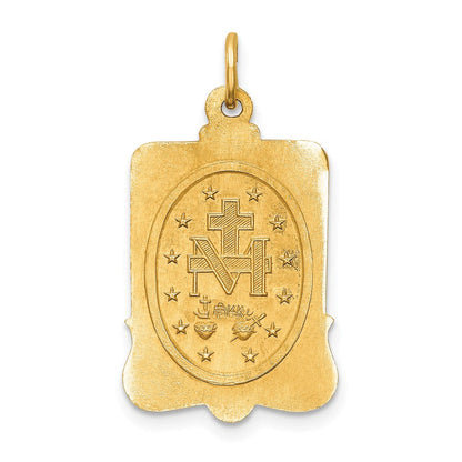 14K Gelbgold Massiv Poliert/satin Groß Rechteck Framed Wundertätig Medaille