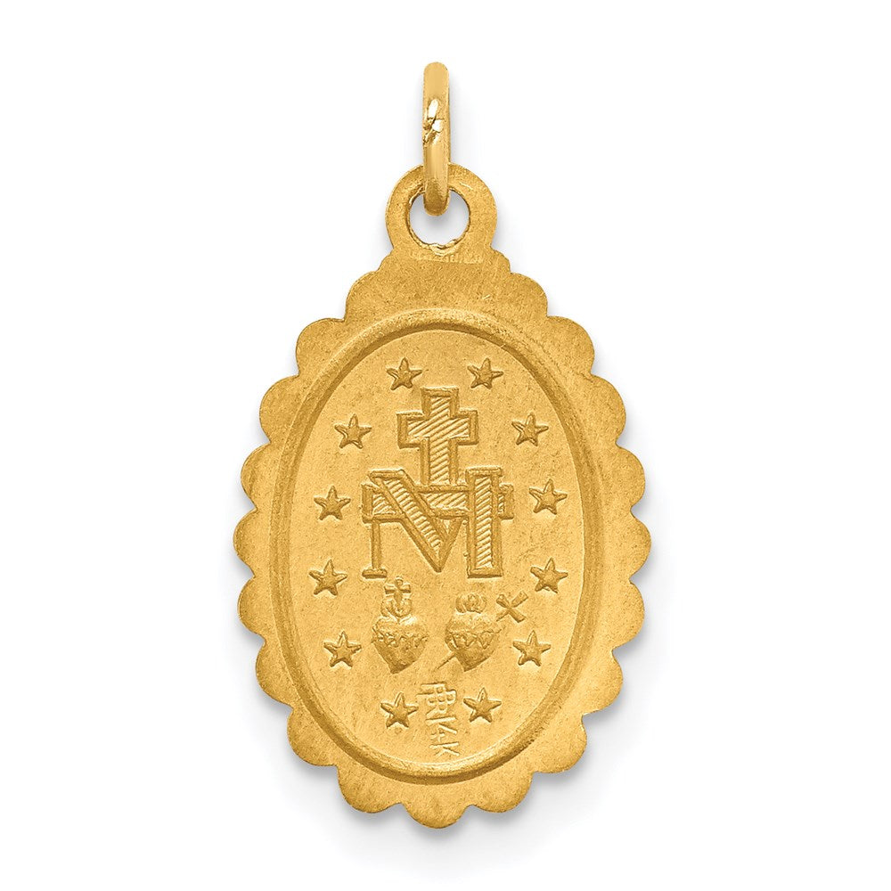 14K Gelbgold Massiv Poliert/satin Klein Oval Gewellt Wundertätig Medaille