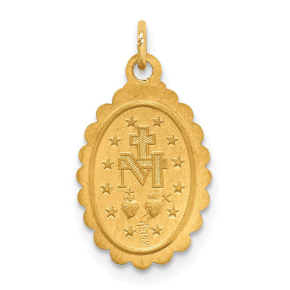 14K Gelbgold Massiv Poliert/satin Klein Oval Gewellt Wundertätig Medaille