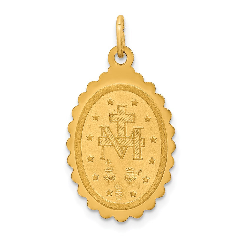 14K Gelbgold Massiv Poliert/satin Mittel Oval Gewellt Wundertätig Medaille