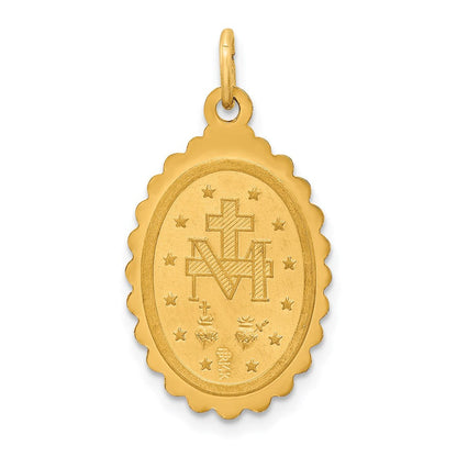 14K Gelbgold Massiv Poliert/satin Mittel Oval Gewellt Wundertätig Medaille
