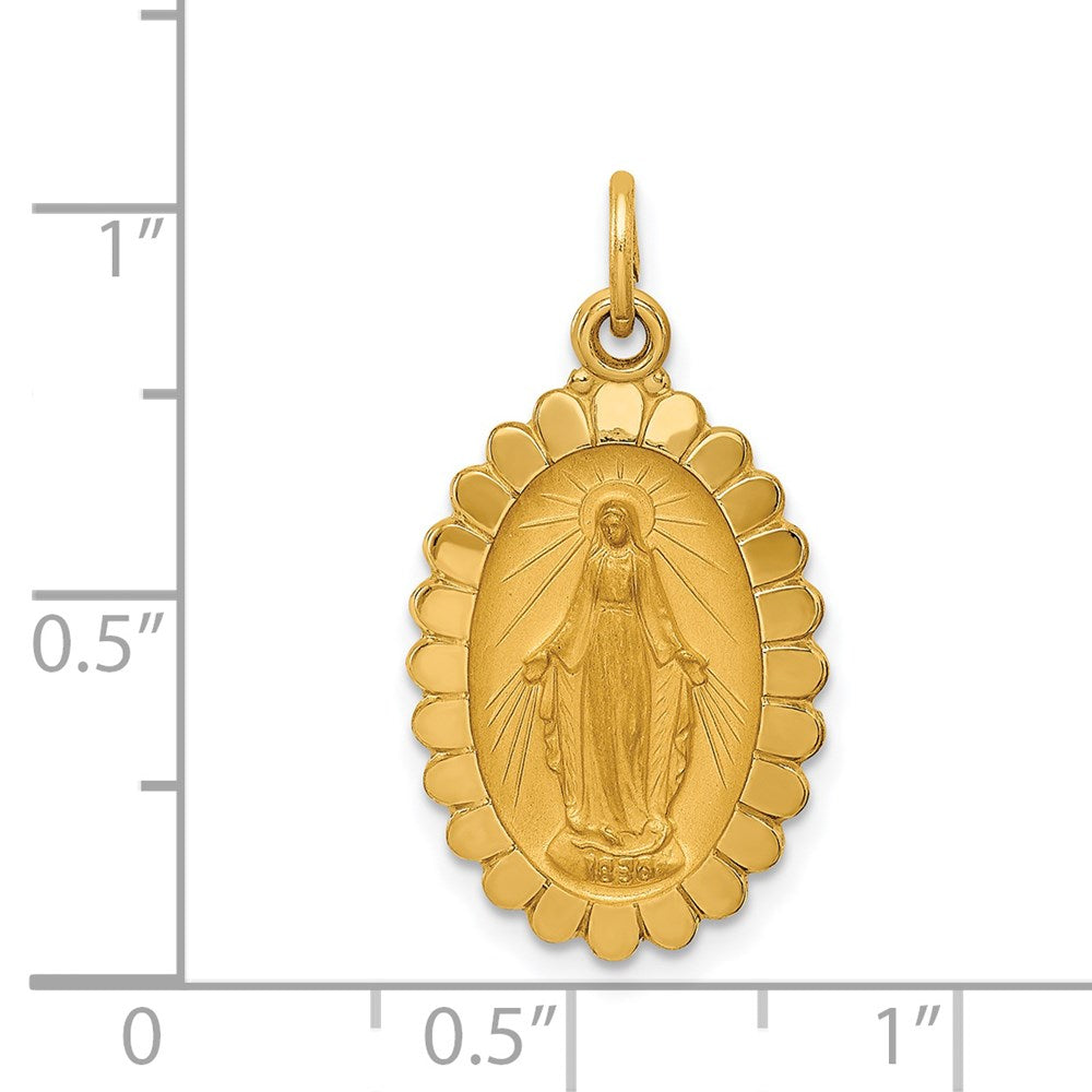 14K Gelbgold Massiv Poliert/satin Mittel Oval Gewellt Wundertätig Medaille