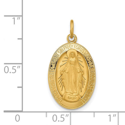 14K Gelbgold Massiv Poliert/satin Oval Wundertätig Medaille