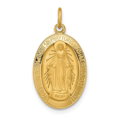 14K Gelbgold Massiv Poliert/satin Oval Wundertätig Medaille