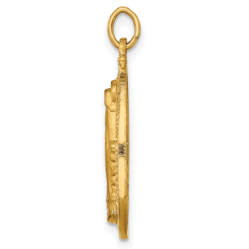 14K Gelbgold 14K Massiv Poliert/satin Mittel Oval Wundertätig Medaille