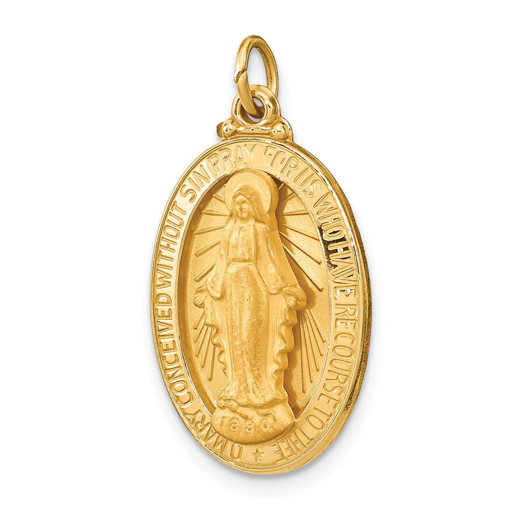14K Gelbgold 14K Massiv Poliert/satin Mittel Oval Wundertätig Medaille