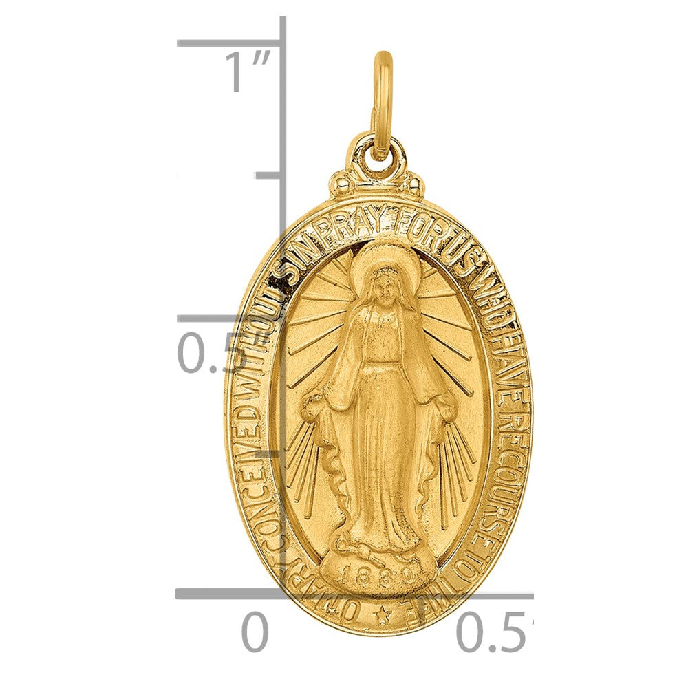 14K Gelbgold 14K Massiv Poliert/satin Mittel Oval Wundertätig Medaille