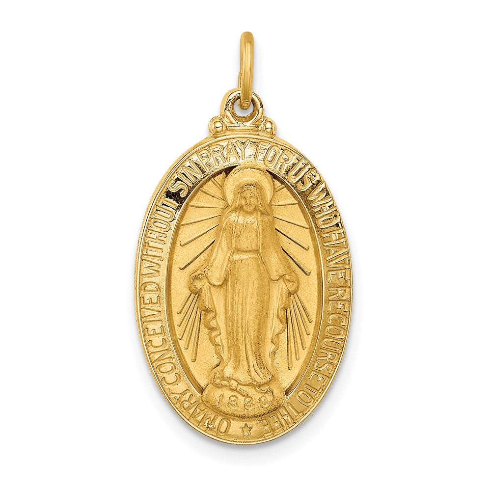 14K Gelbgold 14K Massiv Poliert/satin Mittel Oval Wundertätig Medaille