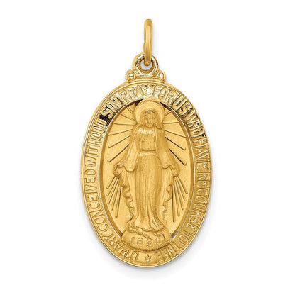 14K Gelbgold 14K Massiv Poliert/satin Mittel Oval Wundertätig Medaille