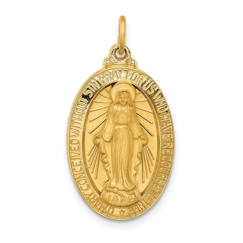 14K Gelbgold 14K Massiv Poliert/satin Mittel Oval Wundertätig Medaille