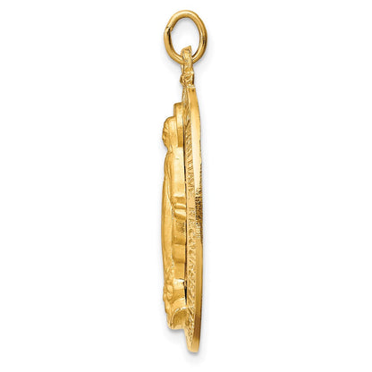 14K Gelbgold Massiv Poliert/satin Groß Oval Wundertätig Medaille