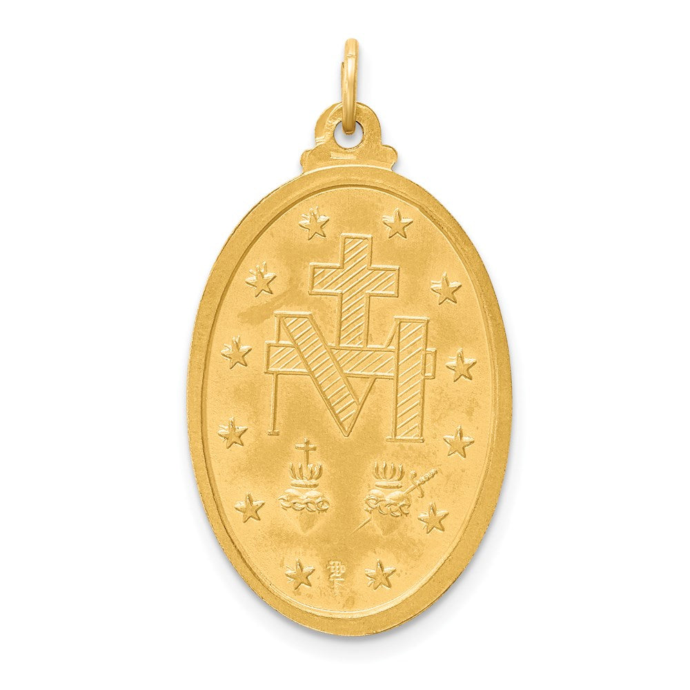 14K Gelbgold Massiv Poliert/satin Groß Oval Wundertätig Medaille