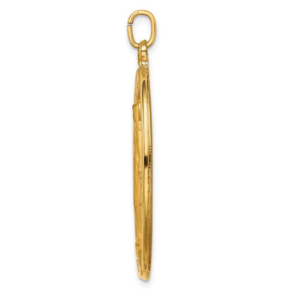 14K Gelbgold Massiv Poliert/satin Extra Groß Oval Wundertätig Medaille