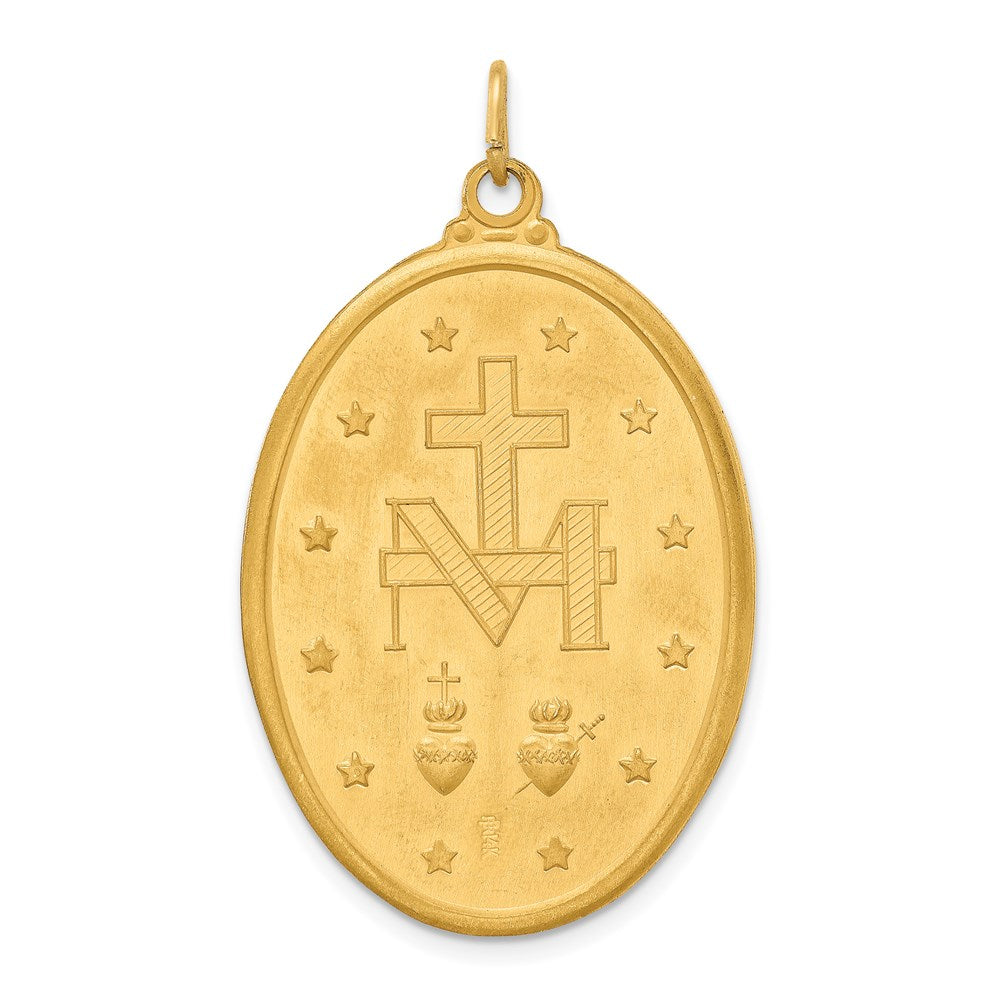 14K Gelbgold Massiv Poliert/satin Extra Groß Oval Wundertätig Medaille