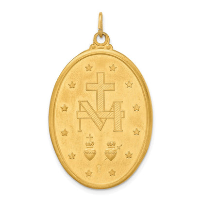 14K Gelbgold Massiv Poliert/satin Extra Groß Oval Wundertätig Medaille