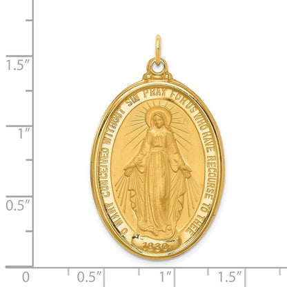 14K Gelbgold Massiv Poliert/satin Extra Groß Oval Wundertätig Medaille
