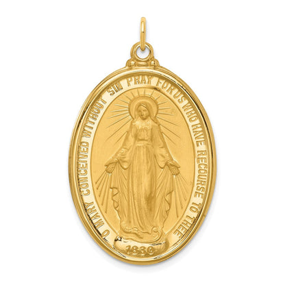 14K Gelbgold Massiv Poliert/satin Extra Groß Oval Wundertätig Medaille