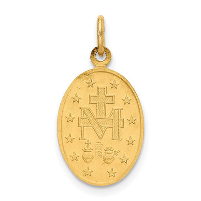 14K Gelbgold Massiv Poliert/satin Klein Oval Wundertätig Medaille