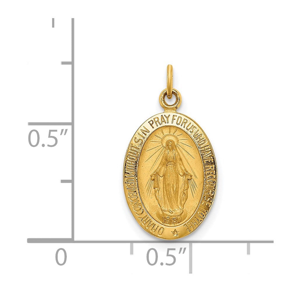 14K Gelbgold Massiv Poliert/satin Klein Oval Wundertätig Medaille