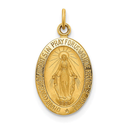 14K Gelbgold Massiv Poliert/satin Klein Oval Wundertätig Medaille