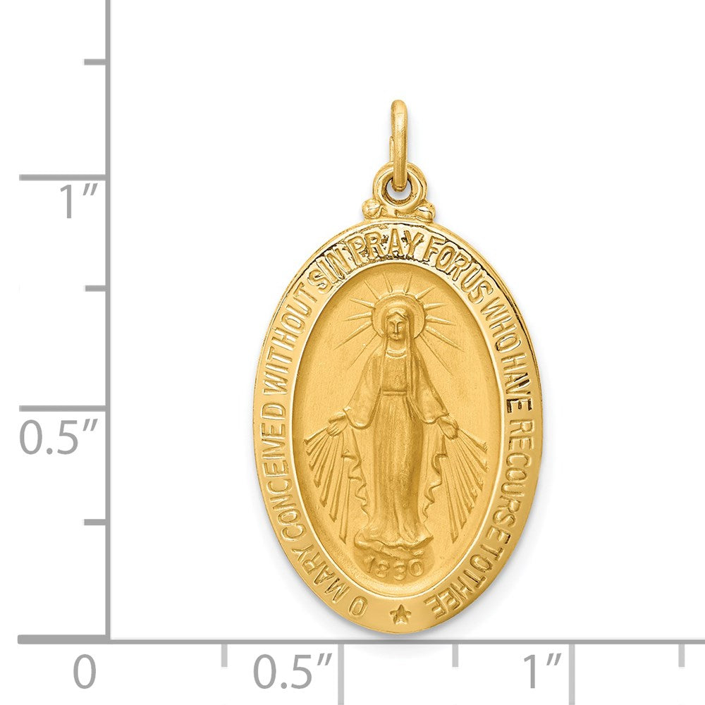 14K Gelbgold Massiv Poliert/satin Mittel Oval Wundertätig Medaille