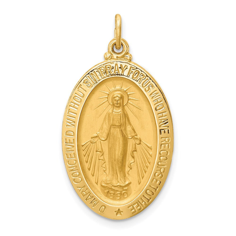 14K Gelbgold Massiv Poliert/satin Mittel Oval Wundertätig Medaille