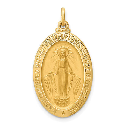 14K Gelbgold Massiv Poliert/satin Mittel Oval Wundertätig Medaille