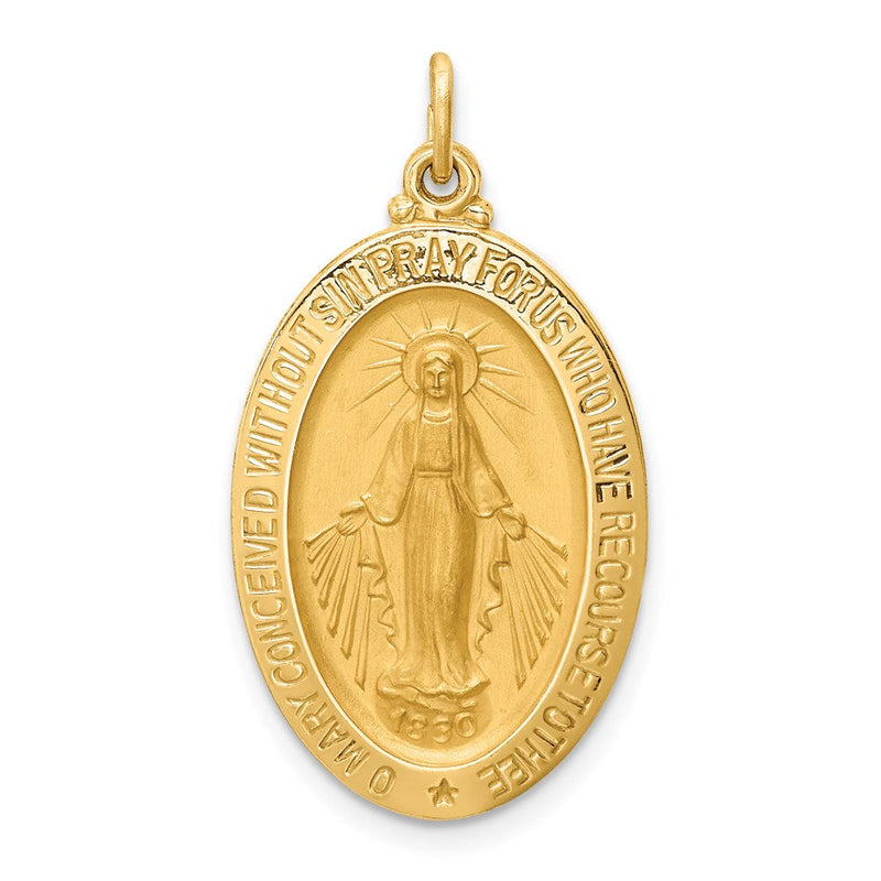 14K Gelbgold Massiv Poliert/satin Mittel Oval Wundertätig Medaille
