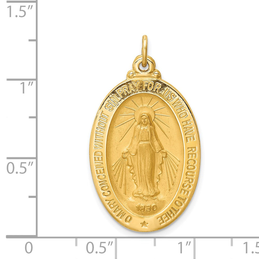 14K Gelbgold Massiv Poliert/satin Mittel Oval Wundertätig Medaille