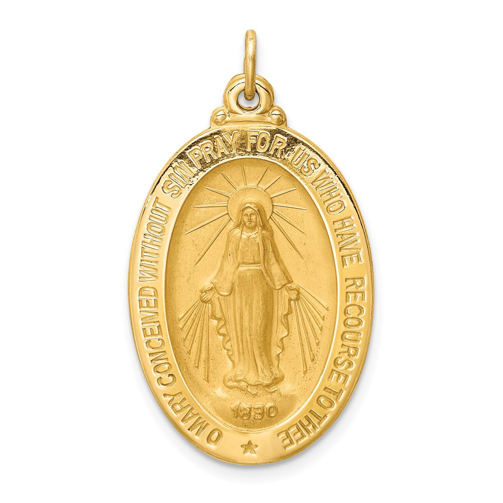 14K Gelbgold Massiv Poliert/satin Mittel Oval Wundertätig Medaille