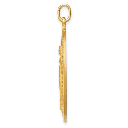 14K Gelbgold Massiv Poliert/satin Groß Oval Wundertätig Medaille